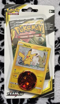 4x Pokemon Sun & Moon TEAM UP Blister Packs Art Set Mimikyu Pikachu Promo SM162 - Image 2