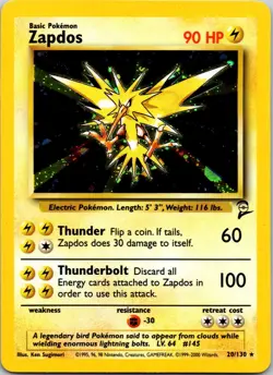 Zapdos 20/130 HOLO RARE Base Set 2 2000 Pokemon WOTC Vintage NM-LP - Image 1