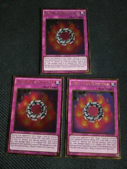 3x Ring of Destruction x3 PGL2-EN063 Gold Rare 2x 1st Edition NM Playset Yugioh - Image 1