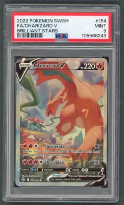 Pokemon Cards - PSA 9 Charizard V 154/172 - Brilliant Stars - MINT - Image 1
