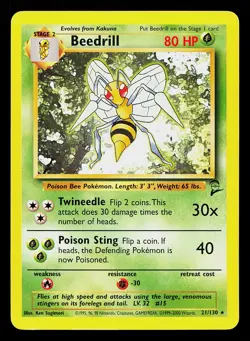 Beedrill 21/130 Rare Base Set 2 Pokemon Card - Image 1