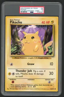 Pokemon Cards - PSA 5 Pikachu 58/102 - JUMBO Top Deck Magazine - EX - PSA5 - Image 1