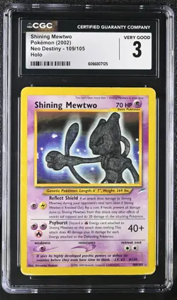 CGC 3 Shining Mewtwo 2002 Neo Destiny 109/105 Holo Pokemon Card - Image 1