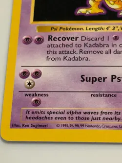 Shadowless Kadabra Pokemon Card 1999 Base Set WOTC 32/102 - Image 3