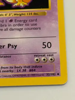 Shadowless Kadabra Pokemon Card 1999 Base Set WOTC 32/102 - Image 4