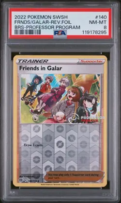 Pokemon TCG Friends In Galar 140/172 PSA 8 Professor Program Stamped Promo Card - Image 1