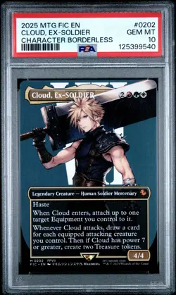 2025 MTG FINAL FANTASY COMMANDER CHARACTER BORDERLESS CLOUD, EX-SOLDIER PSA 10 - Image 1