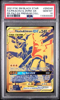 2021 POKEMON SM BLACK STAR PROMO #SM248 FULL ART/PIKACHU & ZEKROM GX PSA 10 - Image 1