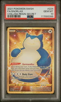 2021 POKEMON SWORD & SHIELD CHILLING REIGN SECRET #224 FULL ART/SNORLAX PSA 10 - Image 1