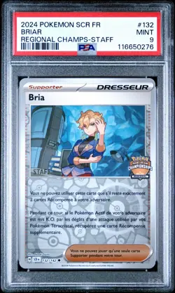 Pokemon TCG Briar 132/142 PSA 9 French Regional Promo Stellar Staff Stamped - Image 1
