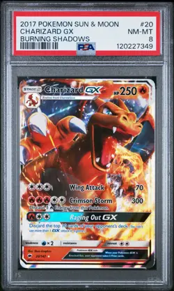 CHARIZARD GX (PSA 8) Pokemon Sun & Moon Burning Shadows 20/147 -349 - Image 1