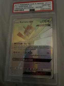 2017 Pokemon Sun and Moon F.A./Katana GX Crimson Invasion - Secret PSA 10 - Image 1