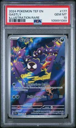 2024 POKEMON TEF EN-TEMPORAL FORCES ILLUSTRATION RARE #177 GASTLY PSA 10 - Image 1