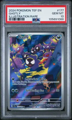 2024 POKEMON TEF EN-TEMPORAL FORCES ILLUSTRATION RARE #177 GASTLY PSA 10 - Image 1