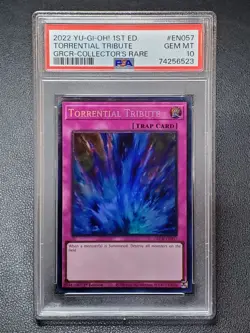 2022 Yugioh GRCR-EN057 Torrential Tribute Collector's Rare 1st PSA 10 Gem Mint - Image 1
