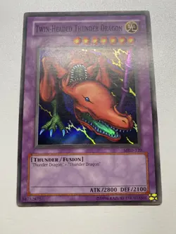 Yugioh Twin-Headed Thunder Dragon Unlimited Super Rare MRD-120 HP - Image 1