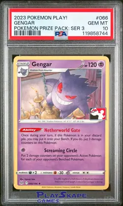 Pokemon Card PSA 10 Gengar 066/196 Prize Pack Series 3 Lost Origin Promo 2023 C6 - Image 1