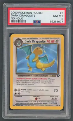 Pokemon Cards - PSA 8 Dark Dragonite 5/82 - No Holo ERROR - Team Rocket PSA8 - Image 1