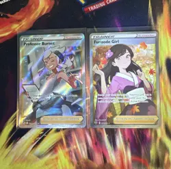 Furisode Girl & Professor Burnet Holo Silver Tempest Pokemon Cards NM 🔥🔥 - Image 1