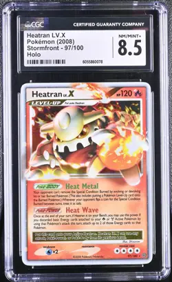 CGC 8.5 Heatran LV.X 2008 Stormfront 97/100 Holo Pokemon Card - Image 1