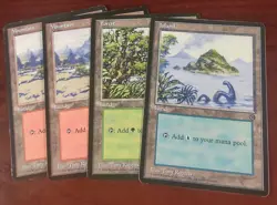 BASIC LAND x4 Arena League 1996 Promo mtg LP-MP Island Forest Mountain - Image 1