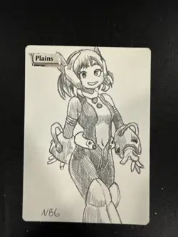 Mtg Altered Art Anime Hand Drawn Uraraka MHA - Image 1