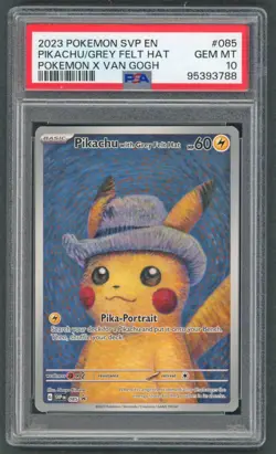 Pokemon Cards - PSA 10 Pikachu Grey Felt Hat 085 - Van Gogh Promo - GEM MT - Image 1