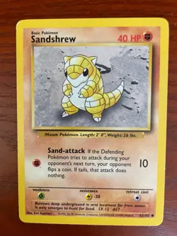 Pokemon Sandshrew 62/102 SINGLE USED EXCELLENT CONDITION SEE PHOTOS - Image 1