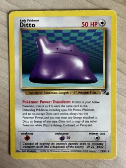 Ditto 18/62 Original Non Holo Rare Fossil Set Pokemon Card WOTC TCG 1999 HP - Image 1