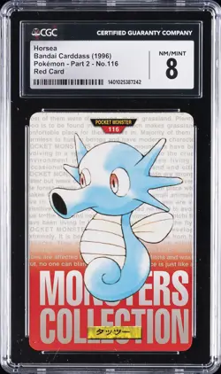 1996 BANDAI CARDDASS POKEMON - PART 2, RED CARD #NO. 116 HORSEA CGC 8 - Image 1