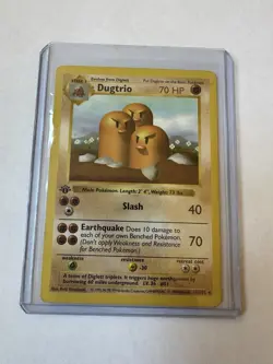 Pokemon Dugtrio 1999 1st Edition Shadowless Base Set Card 19/102 LP Condition - Image 1