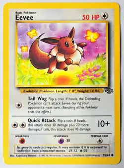 Eevee 51/64 Jungle Unlimited Pokemon TCG 1999 LP - Image 1