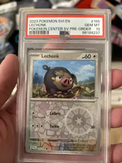 PSA 10 POKEMON SV BASE EN LECHONK 155 POKEMON CENTER STAMPED PREORDER PROMO - Image 1