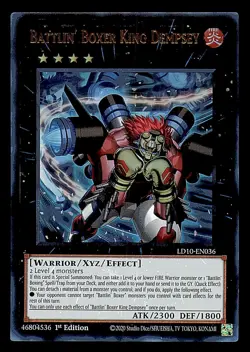 YUGIOH 1ST ED LD10-EN036 BATTLIN' BOXER KING DEMPSEY ULTRA RARE NM Card - Image 1