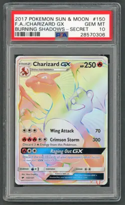 Pokemon Cards - PSA 10 Charizard GX 150/147 - Burning Shadows Secret FA - GEM MT - Image 1