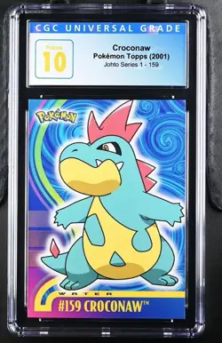 CGC 10 Pristine CROCONAW #159 - BLUE LOGO - JOHTO Series 1 - TOPPS POKEMON CARD - Image 1