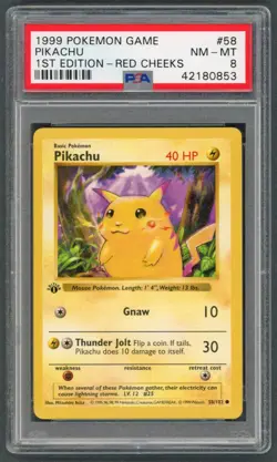 Pokemon Cards - PSA 8 1st Edition Red Cheeks Pikachu 58/102 - Base Set - NM-MT - Image 1