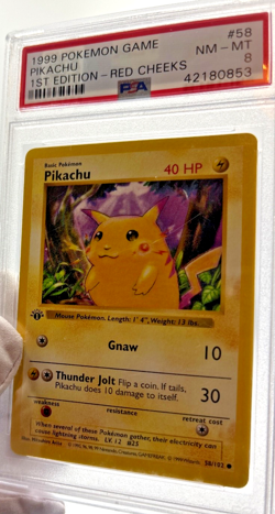 Pokemon Cards - PSA 8 1st Edition Red Cheeks Pikachu 58/102 - Base Set - NM-MT - Image 5