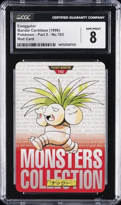 1996 BANDAI CARDDASS POKEMON - PART 2, RED CARD #NO. 103 EXEGGUTOR CGC 8 - Image 1