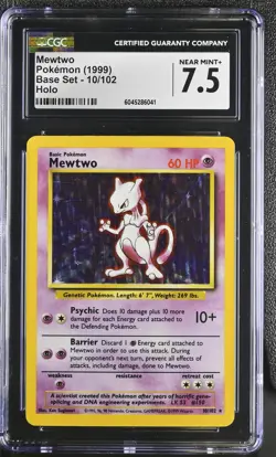 CGC 7.5 Mewtwo 1999 Base Set 10/102 Holo Pokemon Card - Image 1