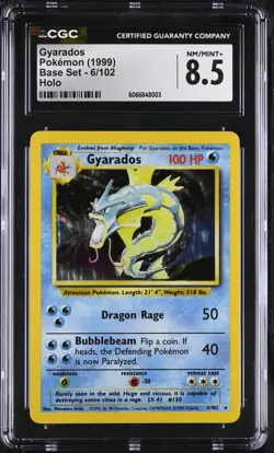 CGC 8.5 Gyarados 1999 Base Set 6/102 Holo Pokemon Card - Image 1