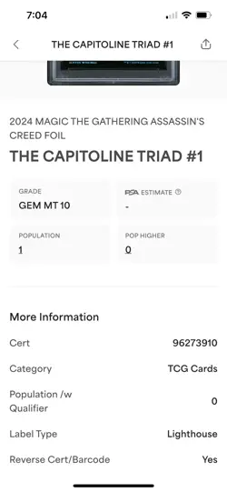 2024 MTG ACR The Capitoline Triad - Foil; #1 PSA 10; Pop 1 - Image 4