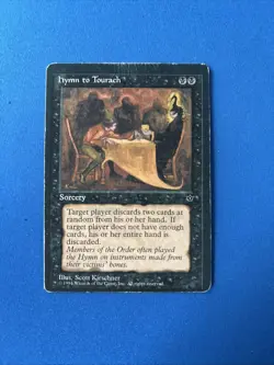 Mtg Fallen Empires Hymn To Tourach Miscut Hp Misprint - Image 1