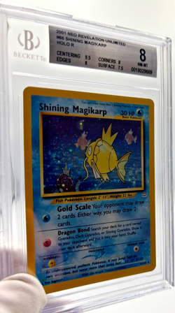 Pokemon Cards - BGS 8 Shining Magikarp 66/64 Double Holo Error - SWIRL Neo - Image 3