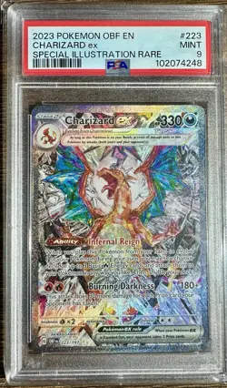 2023 POKEMON OBF EN-OBSIDIAN FLAMES SPECIAL ILLUSTRATION RARE CHARIZARD EX PSA 9 - Image 1