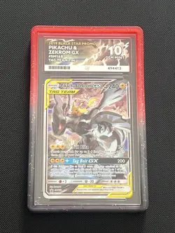 Pokemon Pikachu & Zekrom GX TCG Sun Moon Team Up SM168 Promo ACE 10 perfect 10 - Image 1
