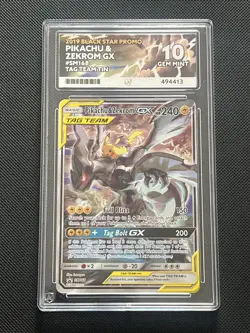 Pokemon Pikachu & Zekrom GX TCG Sun Moon Team Up SM168 Promo ACE 10 perfect 10 - Image 2