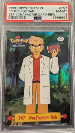 1999 Topps Pokemon TV Animation Professor Oak Series 1 - RBW Rainbow TV7 - PSA 8 - Image 1