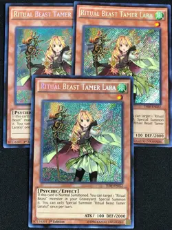 YUGIOH RITUAL BEAST TAMER LARA THSF-EN022 1ST SECRET X3 NM - Image 1