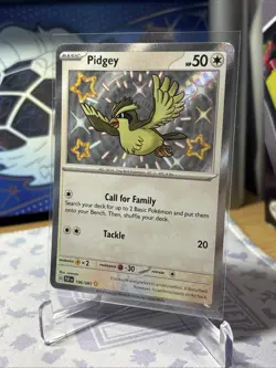 Pokemon TCG Paldean Fates Pidgey Card 196/091 Shiny Rare NM Condition - Image 1